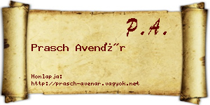 Prasch Avenár névjegykártya